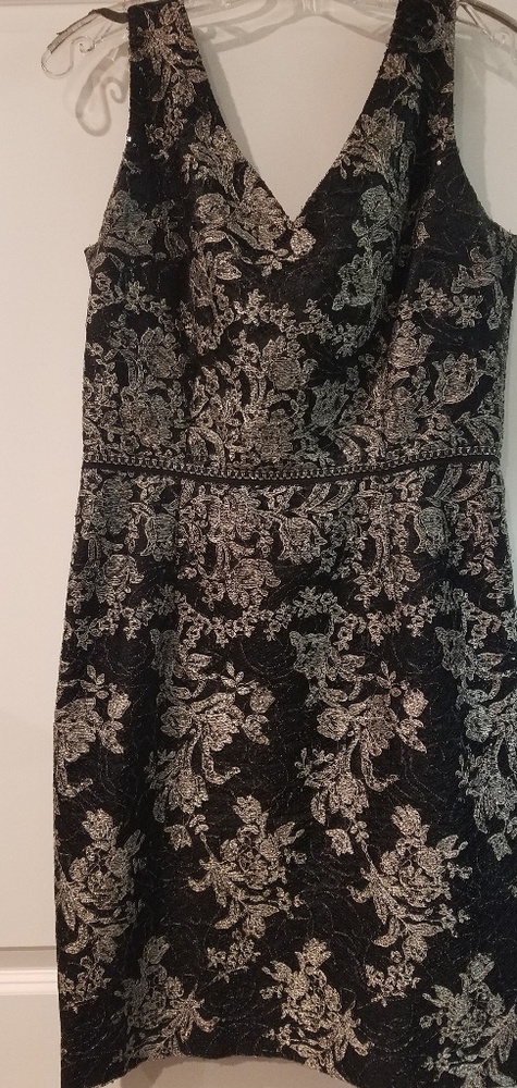Black and Gold Knee Length Dress